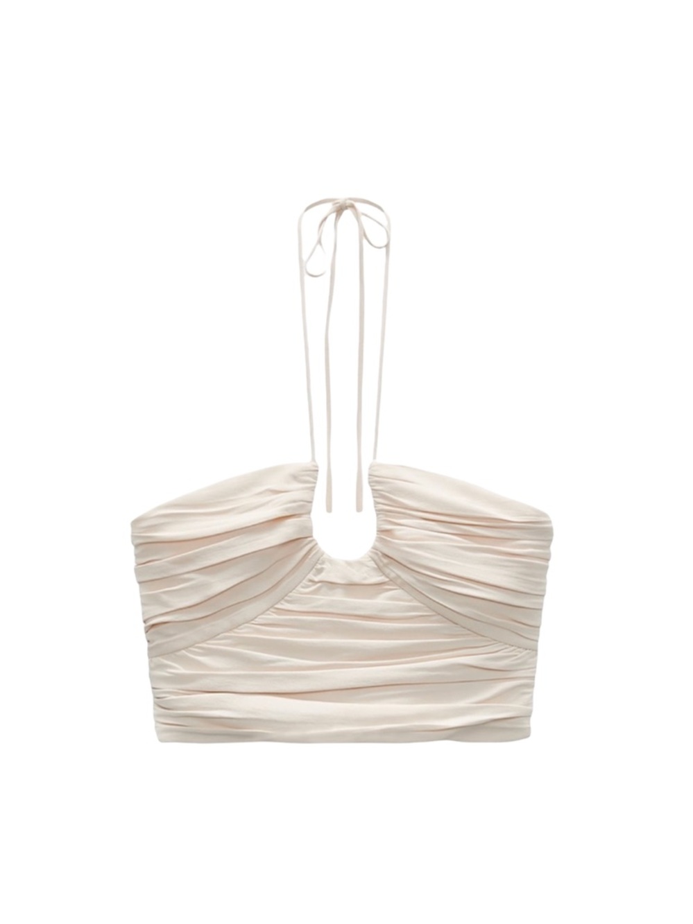 Zara Womens Ivory Adjustable Spaghetti Straps Crop Draped Top